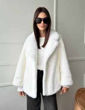 Белая шуба из скандинавской норки