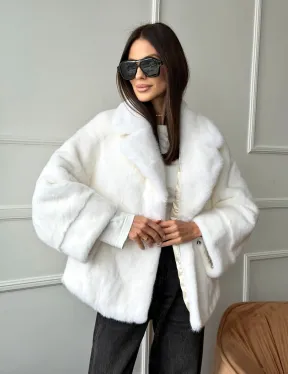 Белая шуба из скандинавской норки