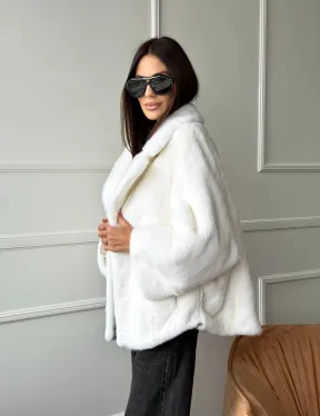 Белая шуба из скандинавской норки