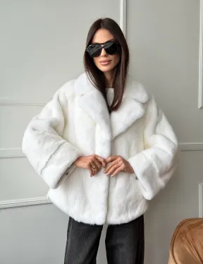 Белая шуба из скандинавской норки