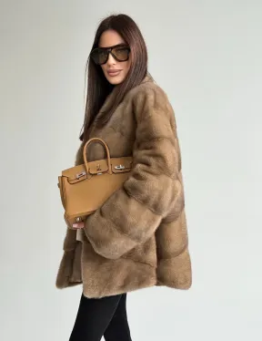 Полушубок пастель мех норка