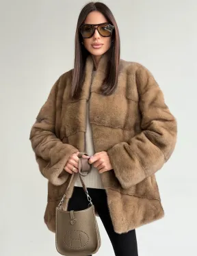 Полушубок пастель мех норка