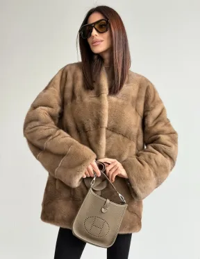 Полушубок пастель мех норка