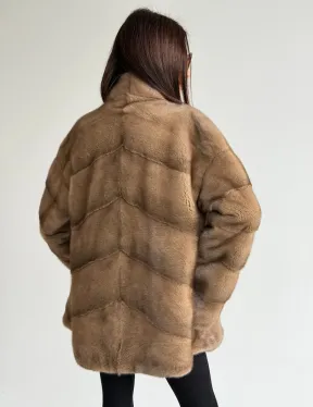 Полушубок пастель мех норка