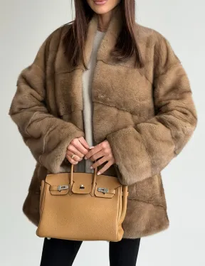 Полушубок пастель мех норка