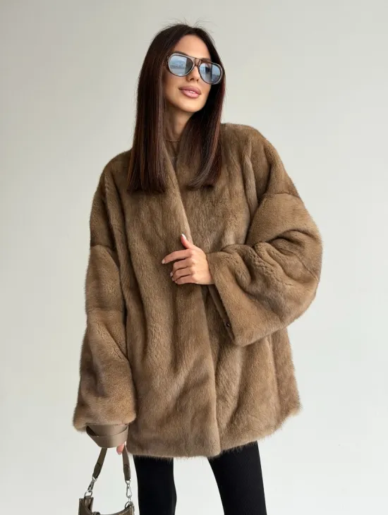 Шуба из аукционного меха норки - пастель