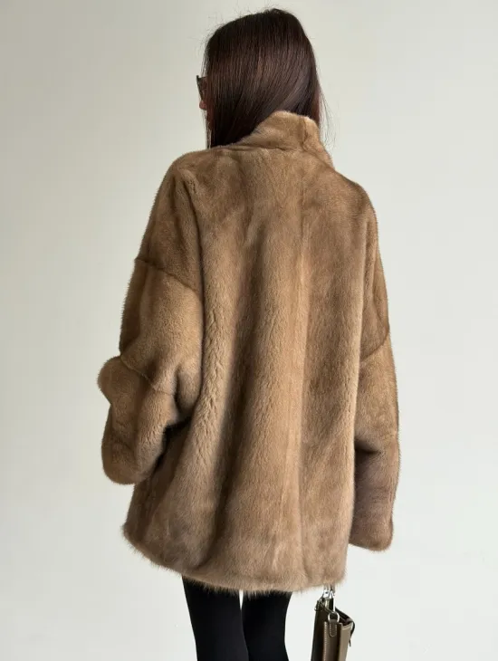 Шуба из аукционного меха норки - пастель