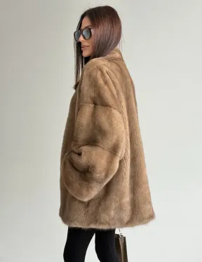 Шуба из аукционного меха норки - пастель