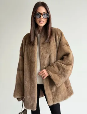 Шуба из аукционного меха норки - пастель