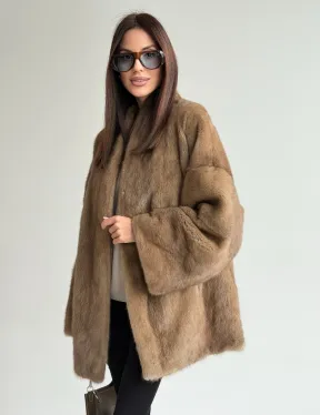 Шуба из аукционного меха норки - пастель