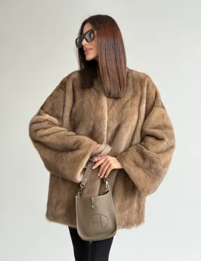 Шуба из аукционного меха норки - пастель