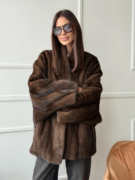 Модный норковый жакет из аукционного меха SAGA FURS