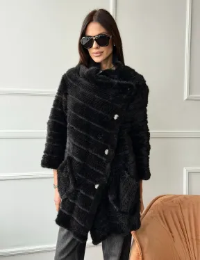 Меховое пальто из вязаной норки