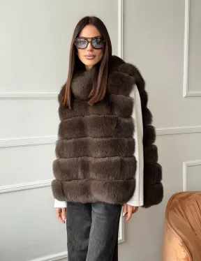 Меховая манишка под соболь из песца