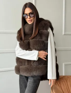 Меховая манишка под соболь из песца