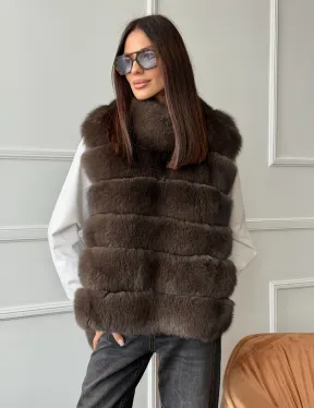 Меховая манишка под соболь из песца