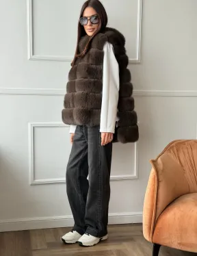 Меховая манишка под соболь из песца