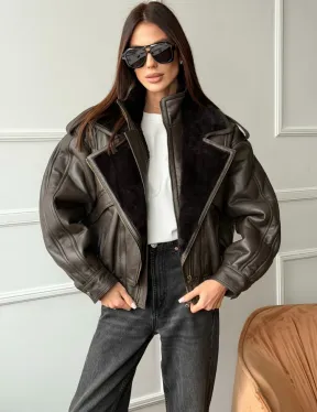 Стильная куртка - дубленка из овчины