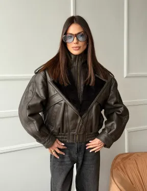 Стильная куртка - дубленка из овчины