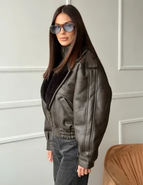 Стильная куртка - дубленка из овчины