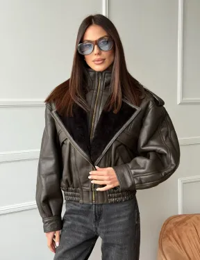 Стильная куртка - дубленка из овчины