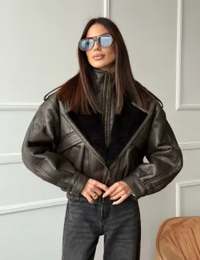 Стильная куртка - дубленка из овчины