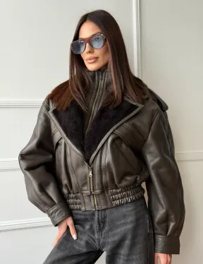 Стильная куртка - дубленка из овчины