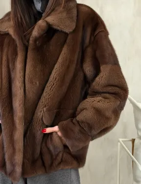 Короткая норковая шуба под соболь