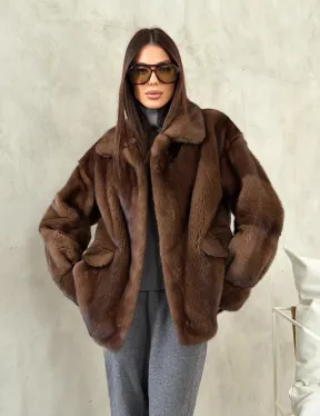 Короткая норковая шуба под соболь