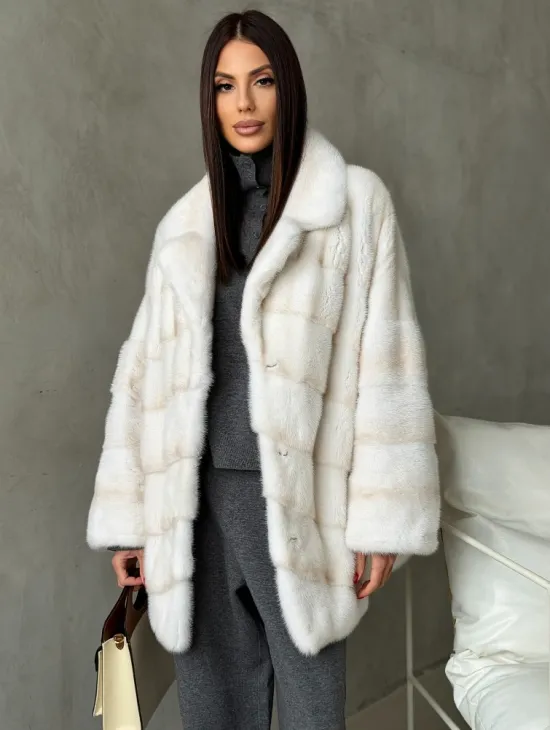 Полушубок норковый в цвете паломино