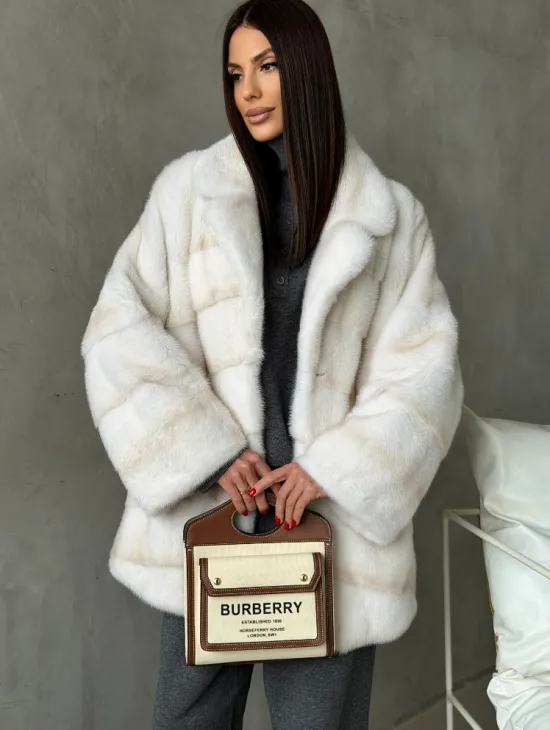 Полушубок норковый в цвете паломино