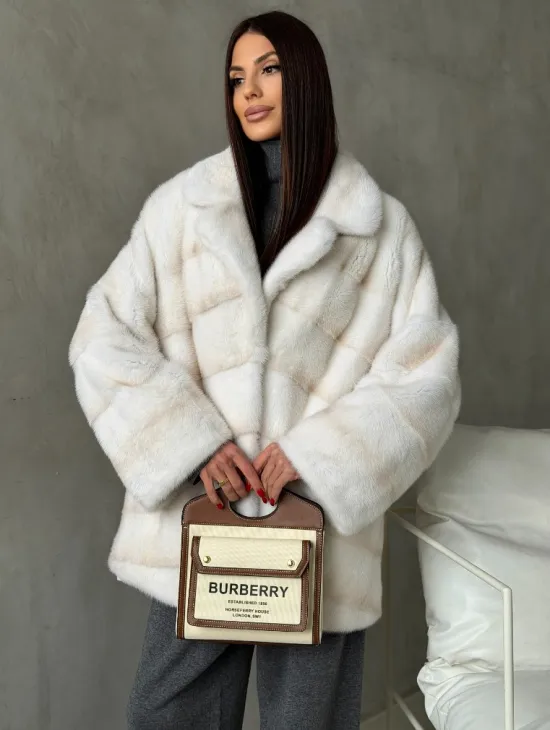 Полушубок норковый в цвете паломино