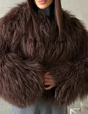 Модный полушубок из ламы