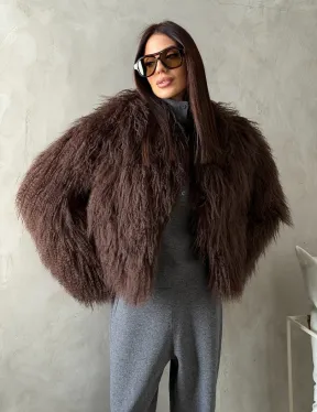 Модный полушубок из ламы