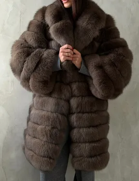 Шуба из песца под соболь - английский воротник