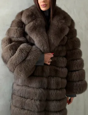 Шуба из песца под соболь - английский воротник