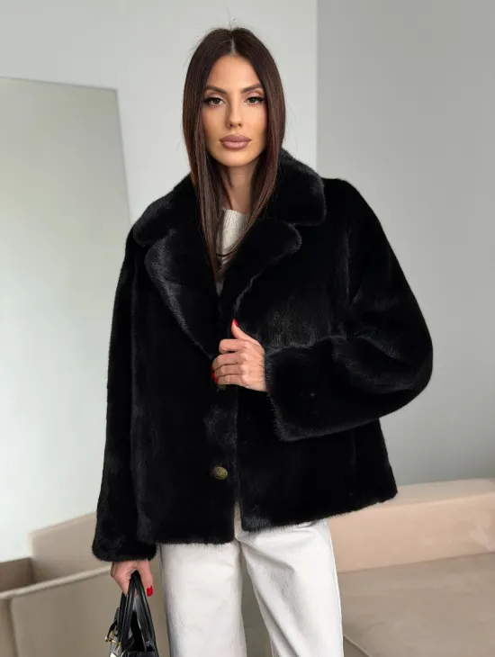 Черная короткая норковая шуба - автоледи