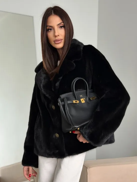 Черная короткая норковая шуба - автоледи
