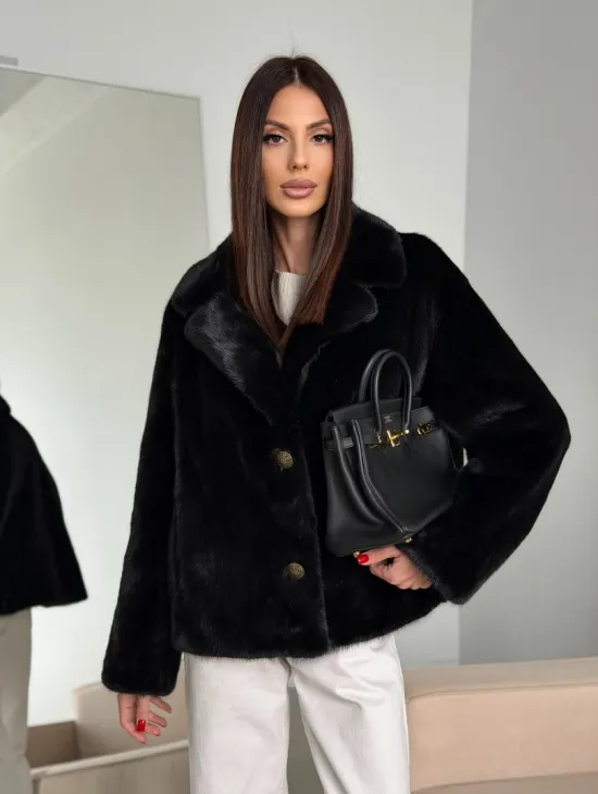 Черная короткая норковая шуба - автоледи