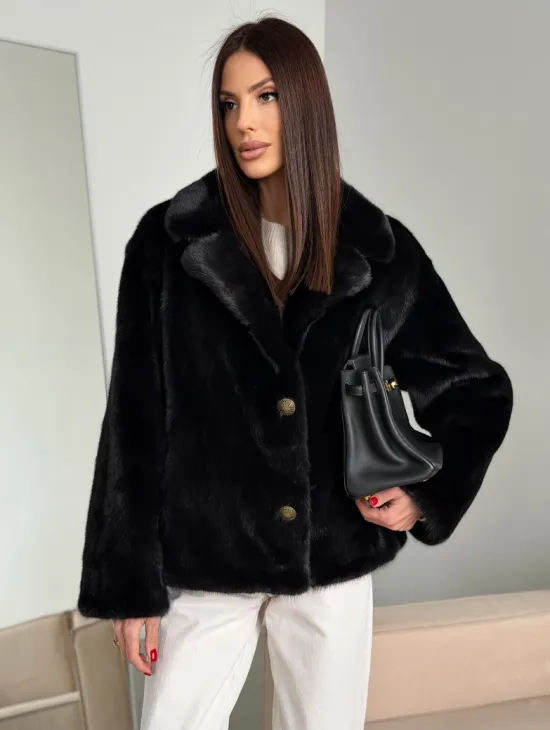 Черная короткая норковая шуба - автоледи