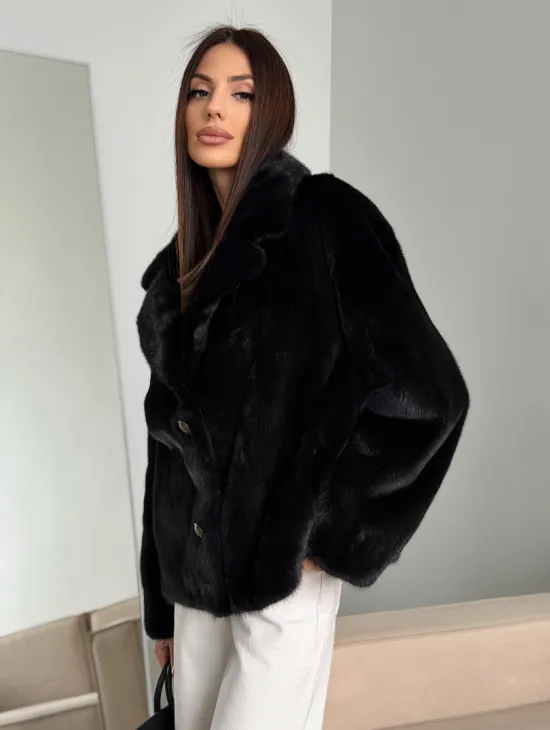 Черная короткая норковая шуба - автоледи