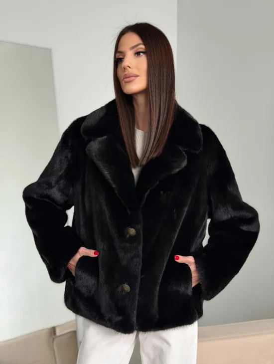 Черная короткая норковая шуба - автоледи