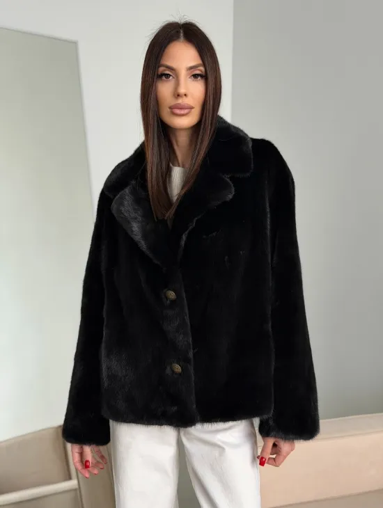 Черная короткая норковая шуба - автоледи