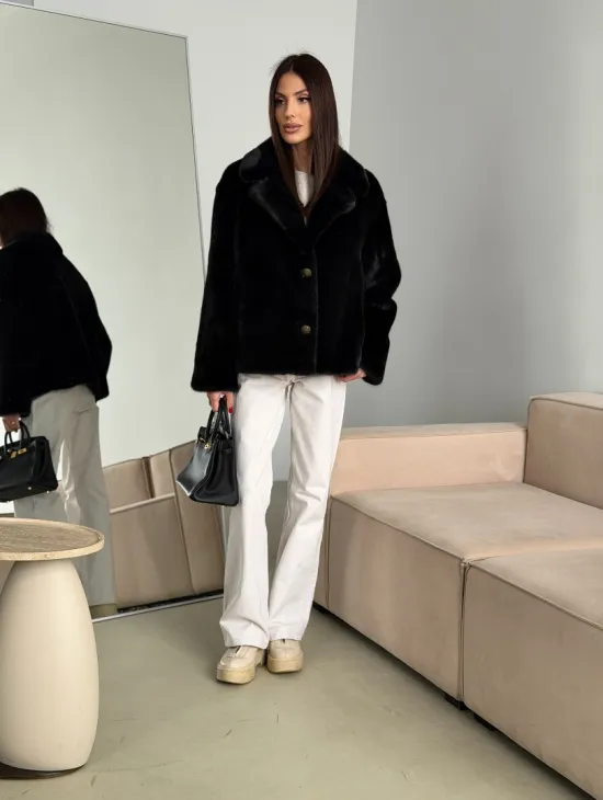 Черная короткая норковая шуба - автоледи