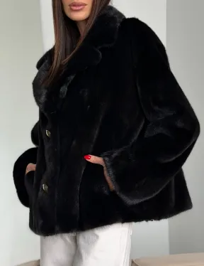 Черная короткая норковая шуба - автоледи