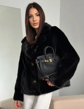 Черная короткая норковая шуба - автоледи