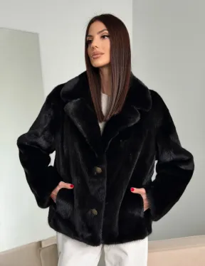 Черная короткая норковая шуба - автоледи