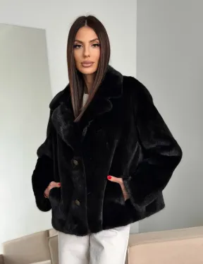 Черная короткая норковая шуба - автоледи