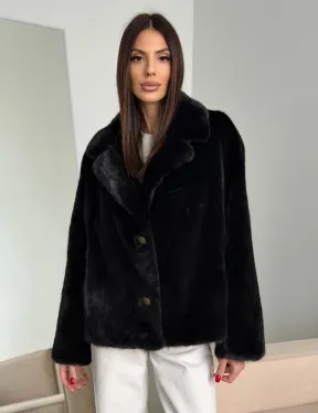 Черная короткая норковая шуба - автоледи