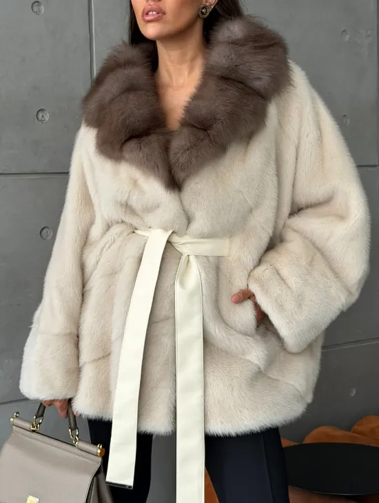 Норковая шуба - куртка с мехом куницы